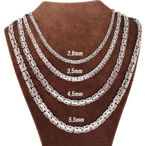 Osmanlı Gümüş 3.5mm Gümüş Erkek Kolye Yassı Ezme Kral Model