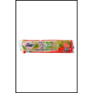 Star Plus Çöp Torbası (Büzgülü) | Büyük Boy - 10'lu - Çilek - 120 G - 65X70 cm