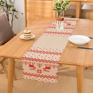 Kanaviçe Motifli Yılbaşı Temalı Dijital Baskılı Özel Tasarım Runner