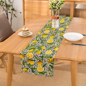 Geometrik ve Limon Desenli 3D Dijital Baskılı Özel Tasarım Runner