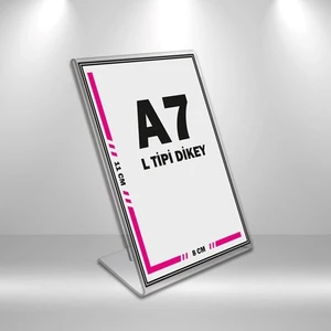L Tipi A7 Pleksi Föylük Broşürlük-Dikey A7 Föylük 5'li