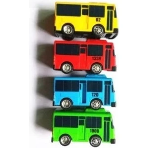 YM Toys Tayo Oyuncak Otobüs 7 cm 4lü Çek Bırak Oyuncak Otobüs Tayobüs