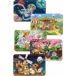 Uzay Kedi, Sevimli Hayvanlar, Lunapark , Masal Kahramanları Çiftlik Hayvanları 54 Parça Ahşap Puzzle