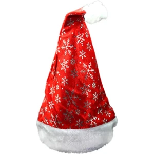 Yılbaşı Lüks Gümüş Simli Polar Noel Baba Şapkası
