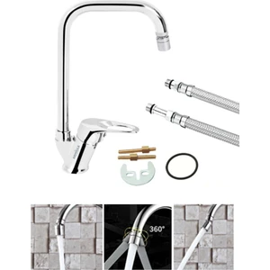 Armilla Armatür Köşe Borulu Mix 360 Derece Hareketli Başlıklı Mutfak Musluğu Bataryası