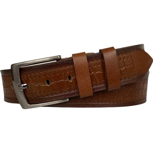 Deri Desenli Premium Kahverengi Kot Spor Kemer 4.5 cm