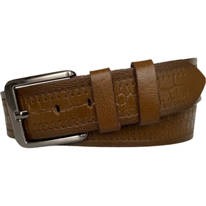 Deri Desenli Premium Taba Kot Spor Kemer 4.5 cm