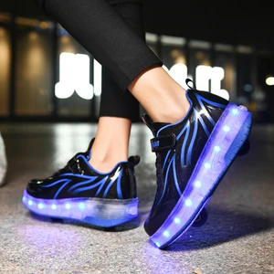 Sıtong 4 Tekerlekli USB Şarjlı LED Işıklı Paten Ayakkabı (Yurt Dışından)
