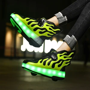 Sıtong 4 Tekerlekli USB Şarjlı LED Işıklı Paten Ayakkabı (Yurt Dışından)