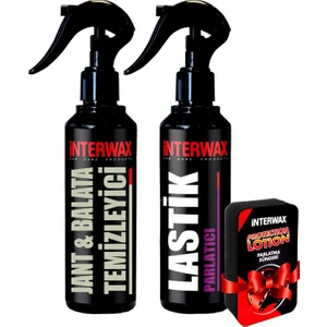 Interwax 2'li Oto Bakım ve Temizlik Seti Jant Temizleyici + Lastik Parlatıcı + Uygulama Süngeri