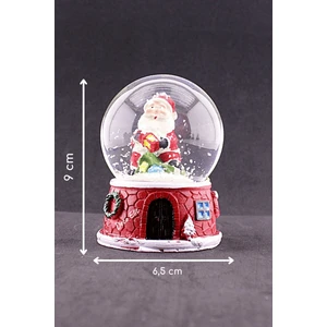 Hediye Filesi Yılbaşı Yeni Yıl Noel Baba Temalı Orta Boy Işıklı Kar Küresi 9 cm A