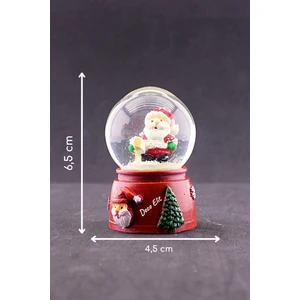 Hediye Filesi Yeni Yıl Noel Baba Temalı Mini Boy Işıklı Kar Küresi 6,5 cm A
