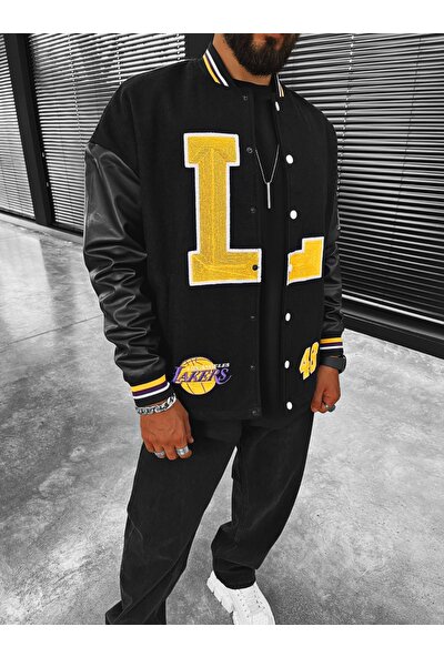 Abluka Online Lakers Oversize Kolej Ceket Siyah