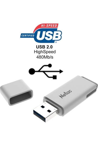 Netac U185 32GB USB2.0 USB Bellek NT03U185N-032G-20WH