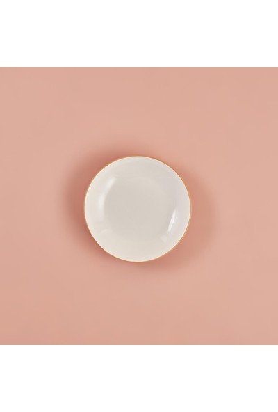 Bella Maison Allure Seramik Yemek Tabağı Beyaz-Hardal 21 cm