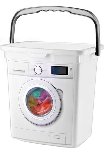 Homeniva Çamaşır Makinesi Görünümlü Kapaklı Deterjanlık Taşınabilir Deterjan Saklama Kutusu 6 Lt