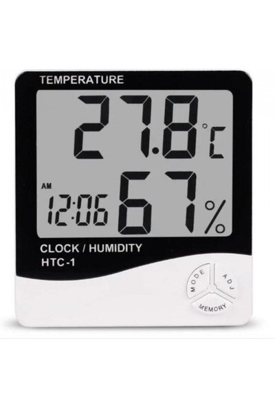 Hescom Dijital Termometre Sıcaklık ve Nem Ölçer Masa Saati Alarm