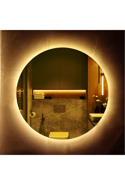 Karaçam Dekor LED Işıklı Yuvarlak 70 cm Banyo ve Konsol Aynası