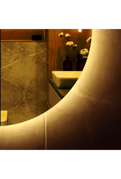 Karaçam Dekor LED Işıklı Yuvarlak 70 cm Banyo ve Konsol Aynası