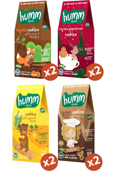 Humm Organic 4’lü Karma Tatlı Atıştırmalık Paketi 8 x 55 gr