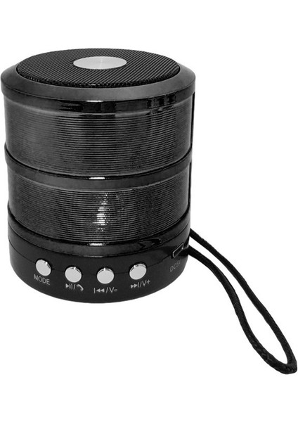 Kordalı WS-887 Bluetooth Hoparlör Siyah (Yurt Dışından)