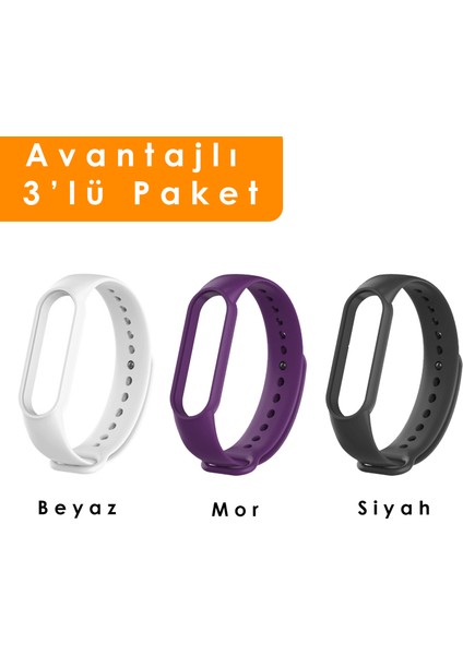 Xiaomi Mi Band 5 ve 6 Uyumlu Silikon Kordon 3'lü Set 4