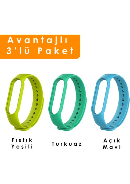 Xiaomi Mi Band 5 ve 6 Uyumlu Silikon Kordon 3'lü Set 6