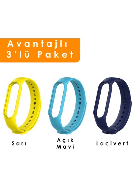 Xiaomi Mi Band 5 ve 6 Uyumlu Silikon Kordon 3'lü Set 7