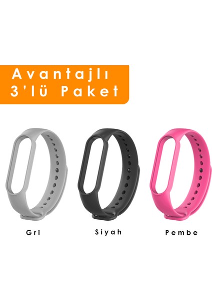 Xiaomi Mi Band 5 ve 6 Uyumlu Silikon Kordon 3'lü Set 15 fiyatları