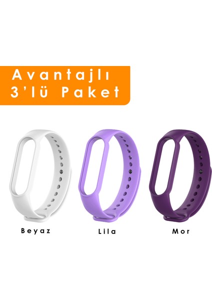 Xiaomi Mi Band 5 ve 6 Uyumlu Silikon Kordon 3'lü Set 16