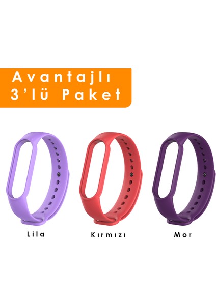 Xiaomi Mi Band 5 ve 6 Uyumlu Silikon Kordon 3'lü Set 18