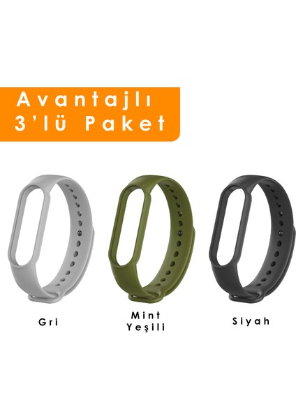 Xiaomi Mi Band 5 ve 6 Uyumlu Silikon Kordon 3'lü Set 20
