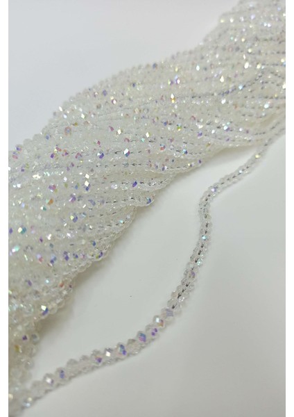 4 Dizi Beyaz Janjan Kristal Boncuk 4 mm