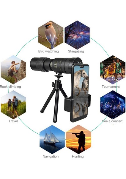 4K 10-300X40MM Süper Telefoto Zoom Monoküler Teleskop, Bak4 Prizma Lensli Plaj Seyahati Açık Hava Etkinlikleri Sporları Için fiyatları