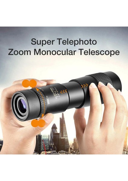 4K 10-300X40MM Süper Telefoto Zoom Monoküler Teleskop, Bak4 Prizma Lensli Plaj Seyahati Açık Hava Etkinlikleri Sporları Için fırsatları