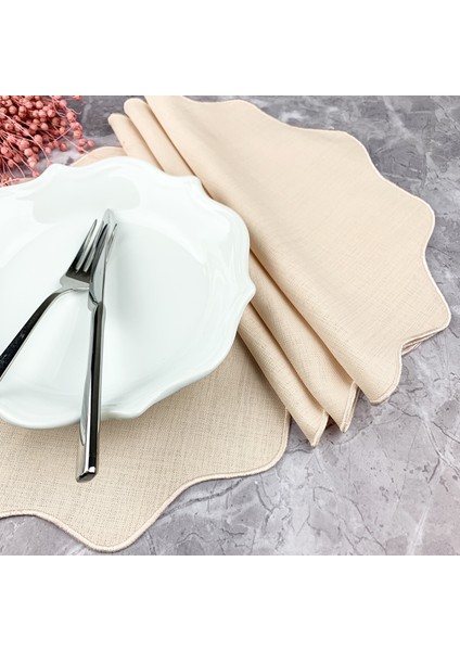 Somon Renkli Oval Çiçek Nakışlı 4'lü Amerikan Servis fiyatları