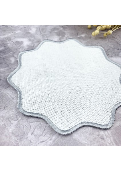 Gümüş Gri Renkli Oval Çiçek Nakışlı Kokteyl Peçetesi fiyatları