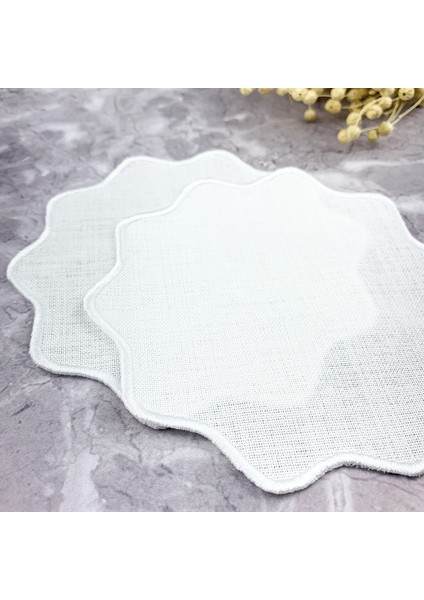 Beyaz Renkli Oval Çiçek Nakışlı 2'li Kokteyl Peçetesi fiyatları