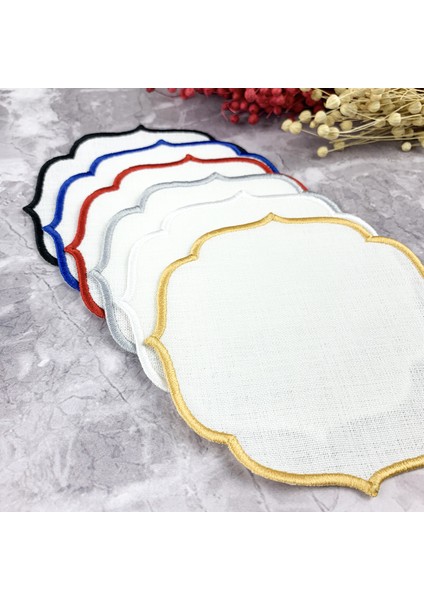 6 Renk Nakışlı Keten Efektli 6'lı Kokteyl Peçetesi fiyatları