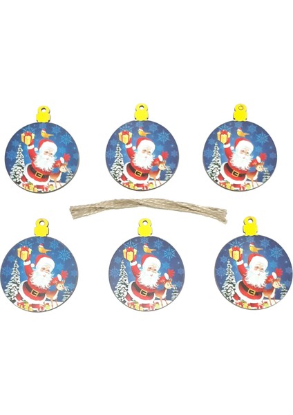 Funworld Yılbaşı Yeni Yıl Süsü Çam Ağacı Top Süs Ahşap 9 cm 6'lı