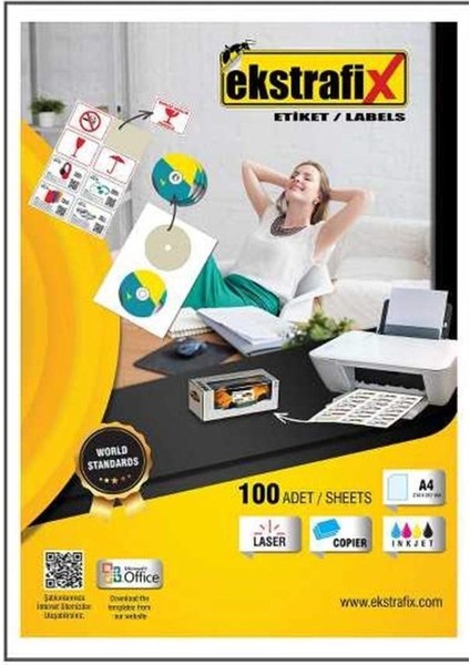Extrafix Laser Etiket A4 210 x 297MM