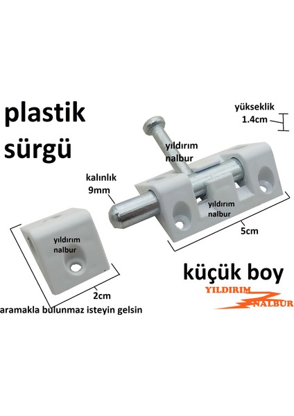 Plastik Sürgü Küçük Boy 5cm Pimapen Pencere Kapı Sürgüsü 2 Adet