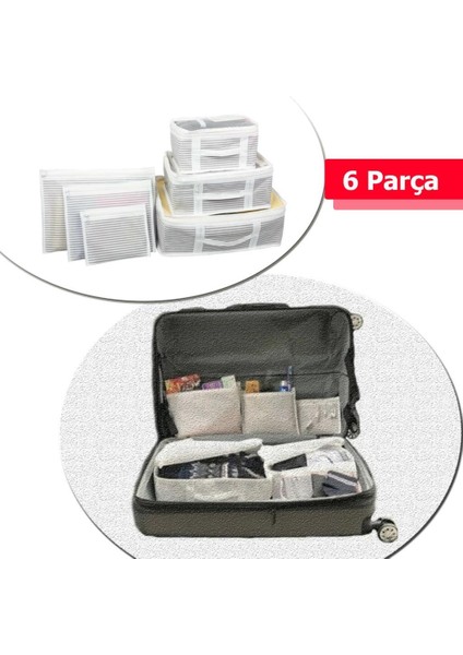 Bavul Içi Düzenleyici Valiz Organizer 6 Lı Set - Çizgili-