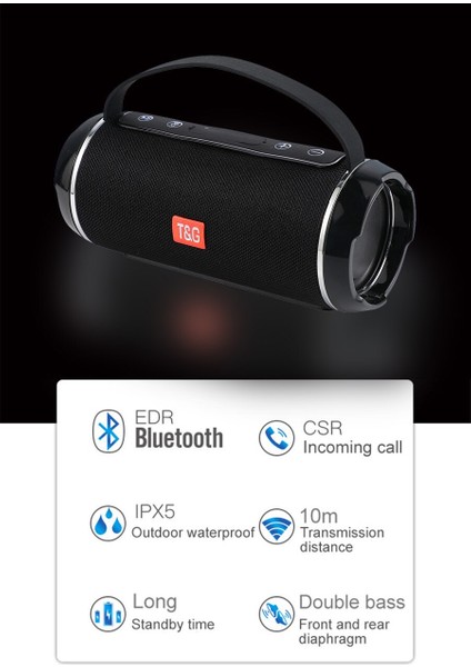 Tws Açık Suya Dayanıklı Taşınabilir Yüksek Güçlü Bluetooth Hoparlör Kablosuz Ses Sütunu Subwoofer Müzik Merkezi 3D Stereo R (Yurt Dışından)