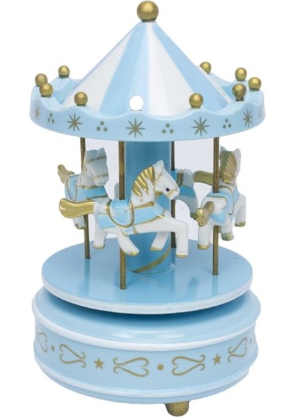 Atlıkarınca Kurmalı Müzik Kutusu (Mavi Beyaz)