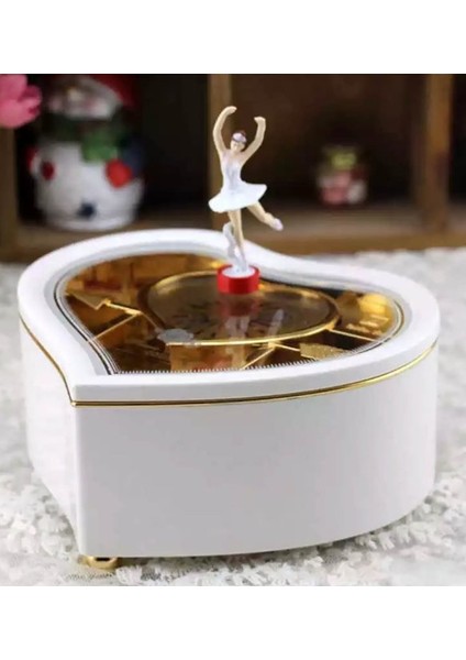 Kalp Kurmalı Müzik Kutusu (Beyaz) fiyatları