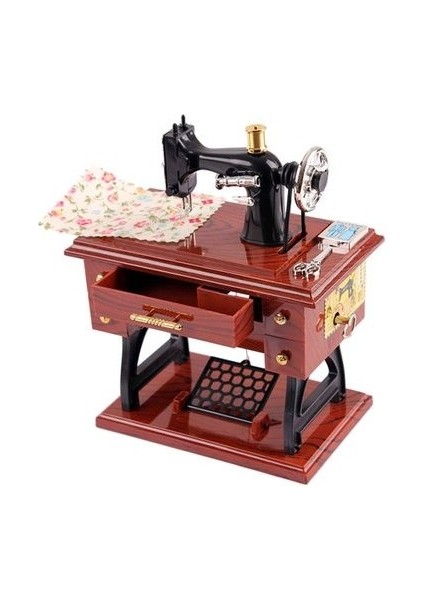 Dikiş Makinesi Kurmalı Müzik Kutusu (Kahverengi)
