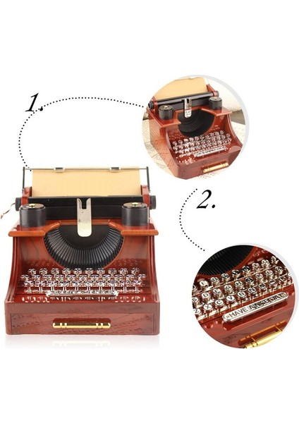 Daktilo Kurmalı Müzik Kutusu (Kahverengi) modelleri