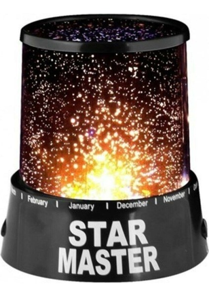 Silindir Star Master Projeksiyon Gece Lambası (Siyah)