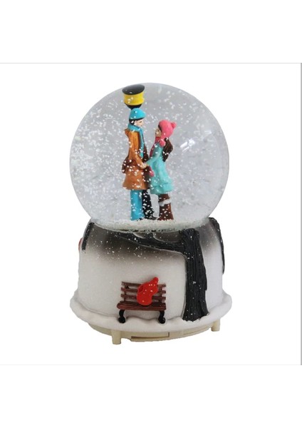 Romantik Aşıklar Ayakta Büyük Boy Püskürtmeli Işıklı Müzikli Motorlu Kar Küresi